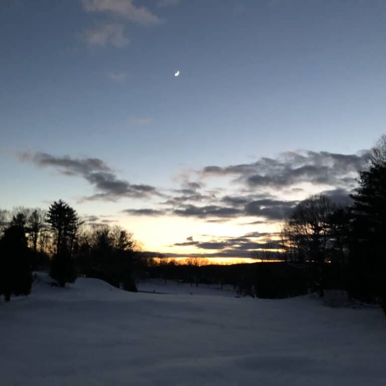 Moon over snow